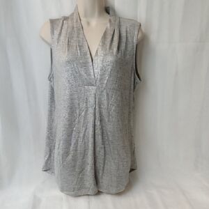 Calvin Klein Gray Blouse with Mandarin Collar